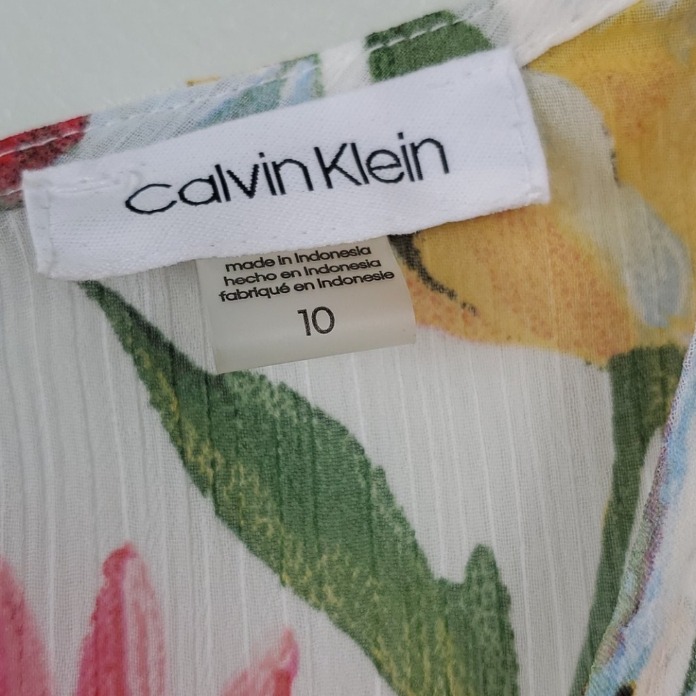 Calvin Klein Floral High Low Faux Wrap Dress 10 - Picture 4 of 7